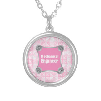 Pink Mechanical Engineer Silver Plated Necklace