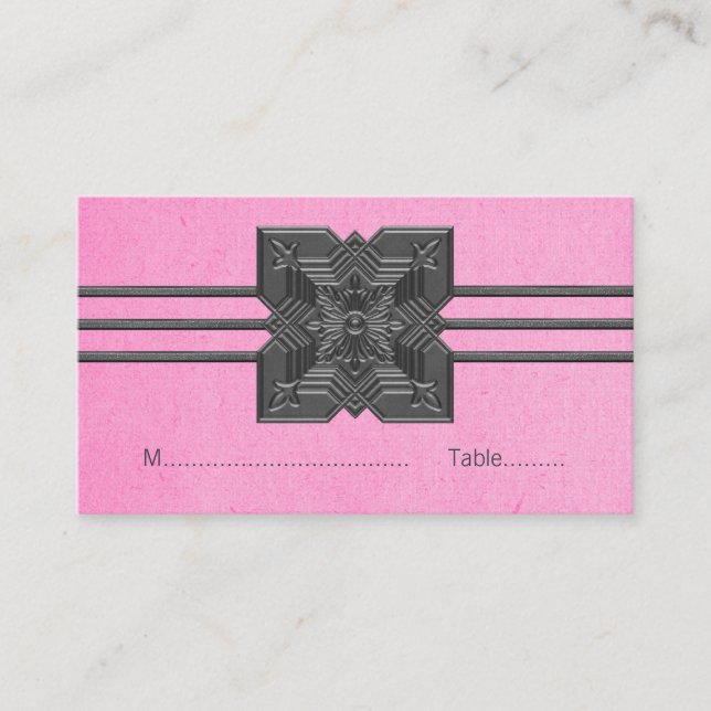 Pink Medallion Border Place Card (Front)