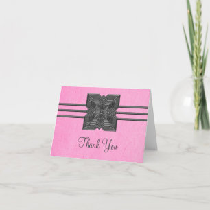 Pink Medallion Border Thank You Card