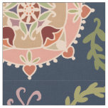 Pink Medallion on Navy Blue Fabric