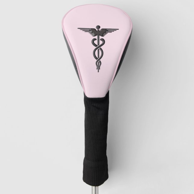 Pink Medical Caduceus Golf Head Cover (Front)