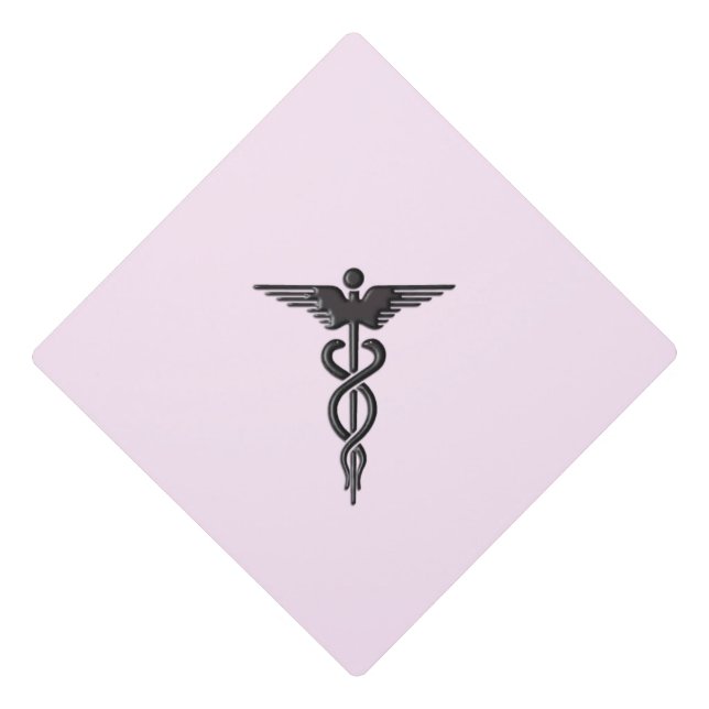 Pink Medical Caduceus Graduation Cap Topper (Front)