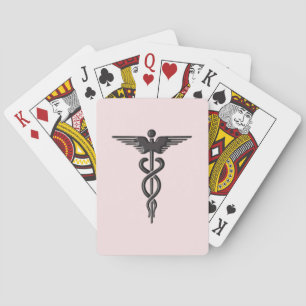 Pink Medical Caduceus Poker Cards