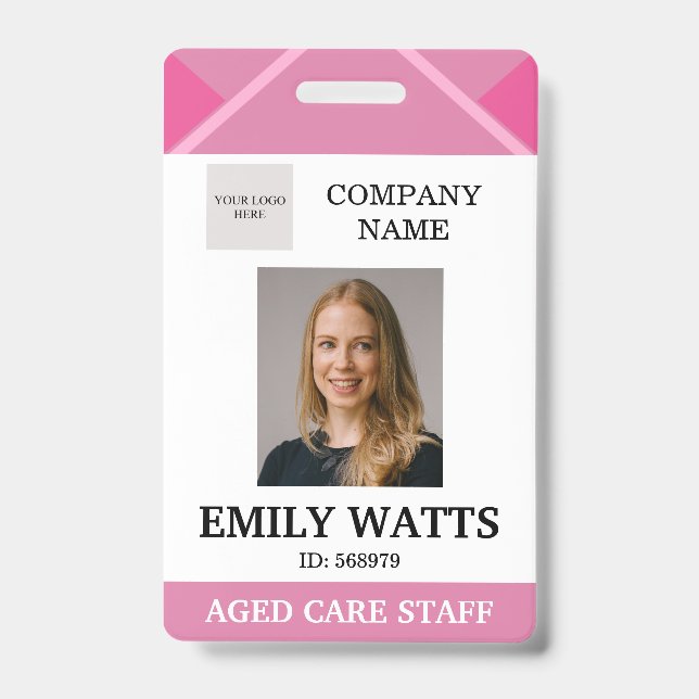 Pink Medical Doctor Aged Care Security Photo ID Badge (Front)