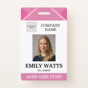 Pink Medical Doctor Aged Care Security Photo ID Badge