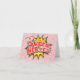 Pink Medical Frontline Super Heroes Nurses Letterpress Thank You Card