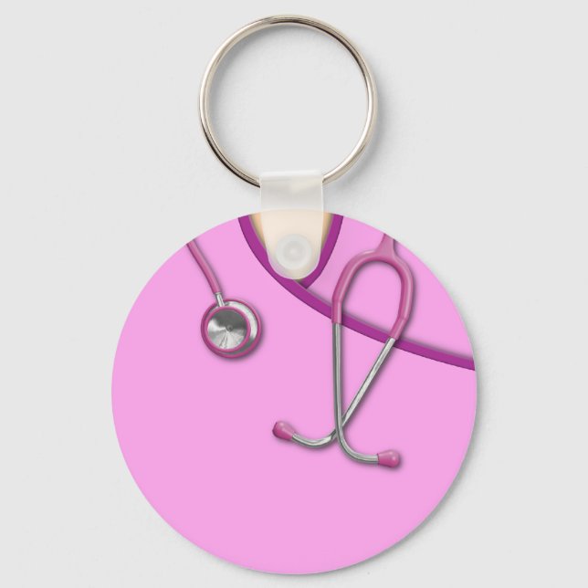 Pink Medical Scrubs Keychain (Front)
