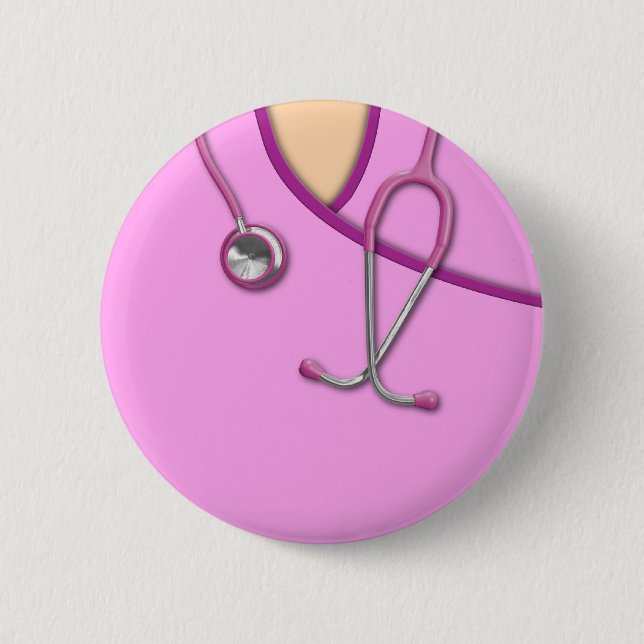 Pink Medical Scrubs Pinback Button (Front)