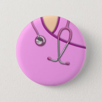 Pink Medical Scrubs Pinback Button by packratgraphics at Zazzle