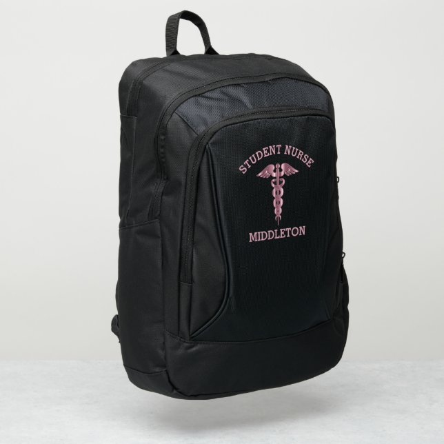 Pink Medical Symbol  Port Authority® Backpack (Left Corner)