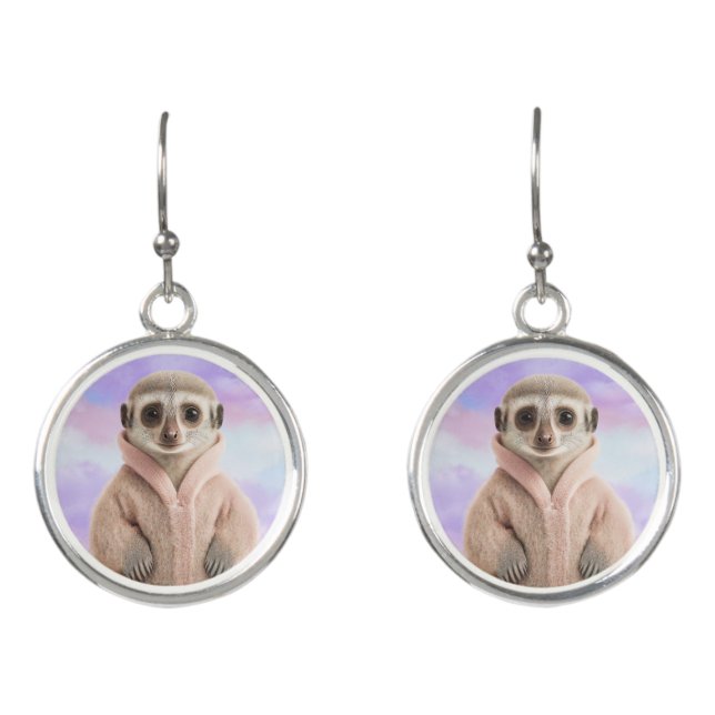 Pink Meerkat Dangle Earrings (Front)