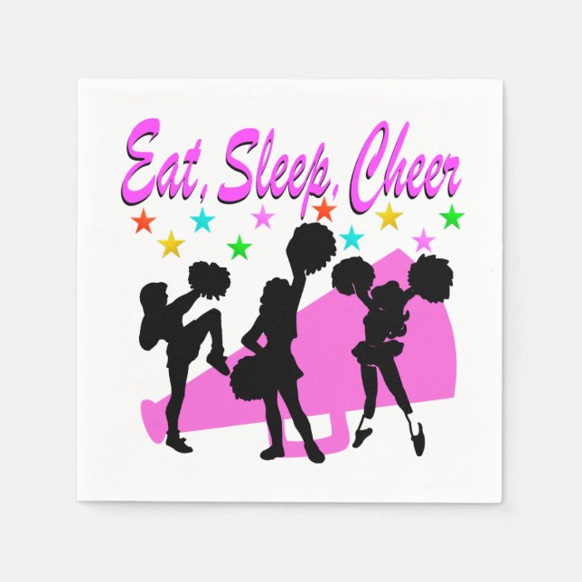 PINK MEGAPHONE CHEERLEADING DESIGN NAPKINS (Front)