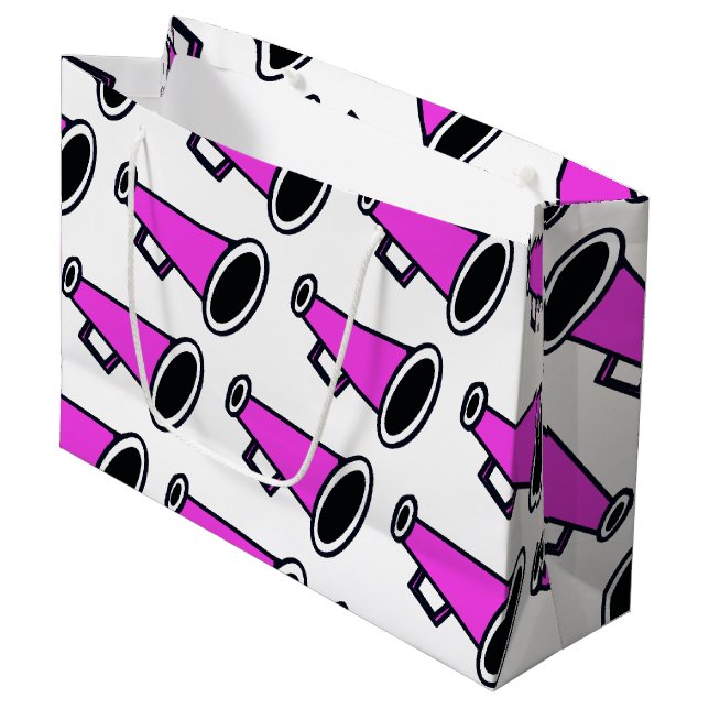 Pink Megaphone Large Gift Bag (Front Angled)