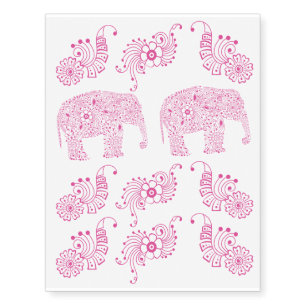Pink Mehndi  Baby  Elephant Temporary Tattoos