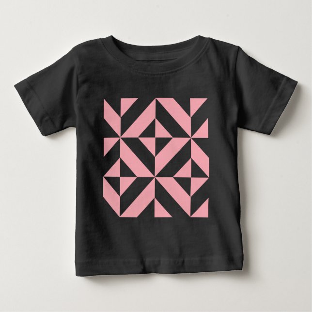 Pink Melon Geometric Deco Cube Pattern Baby T-Shirt (Front)