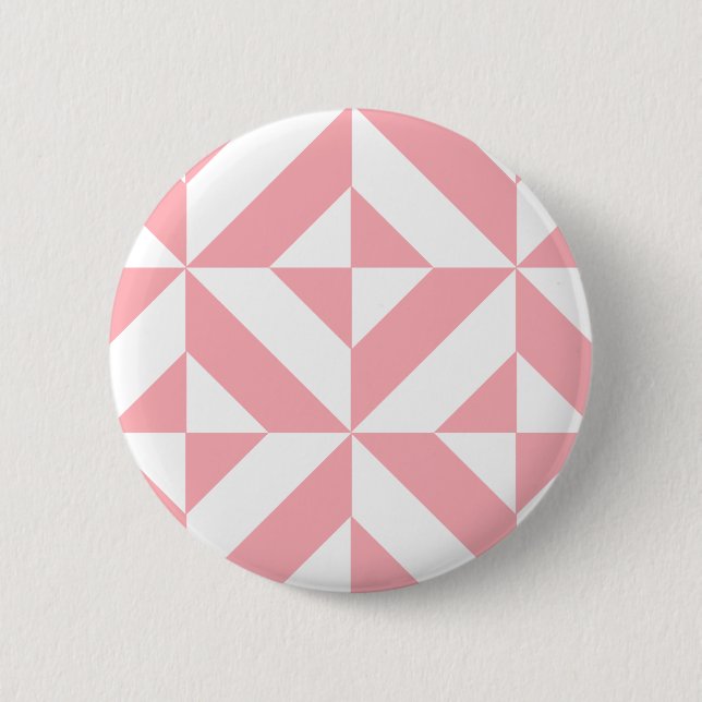 Pink Melon Geometric Deco Cube Pattern Button (Front)