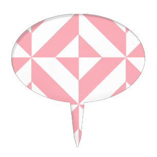 Pink Melon Geometric Deco Cube Pattern Cake Topper