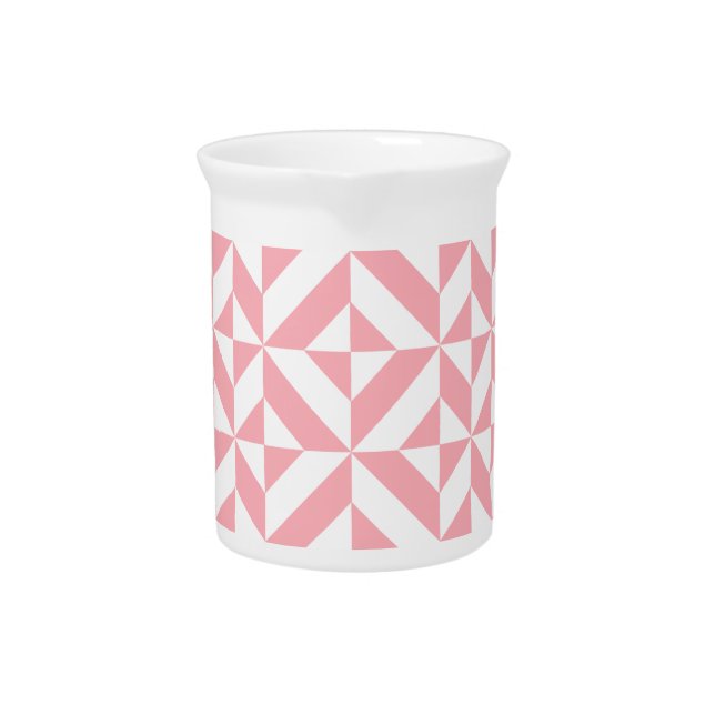 Pink Melon Geometric Deco Cube Pattern Drink Pitcher (Front)