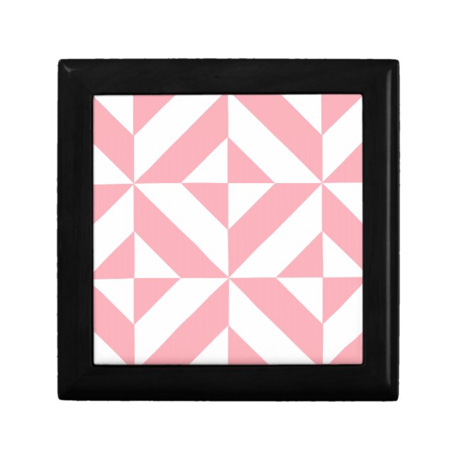Pink Melon Geometric Deco Cube Pattern Jewelry Box (Front)