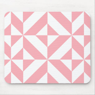 Pink Melon Geometric Deco Cube Pattern Mouse Pad