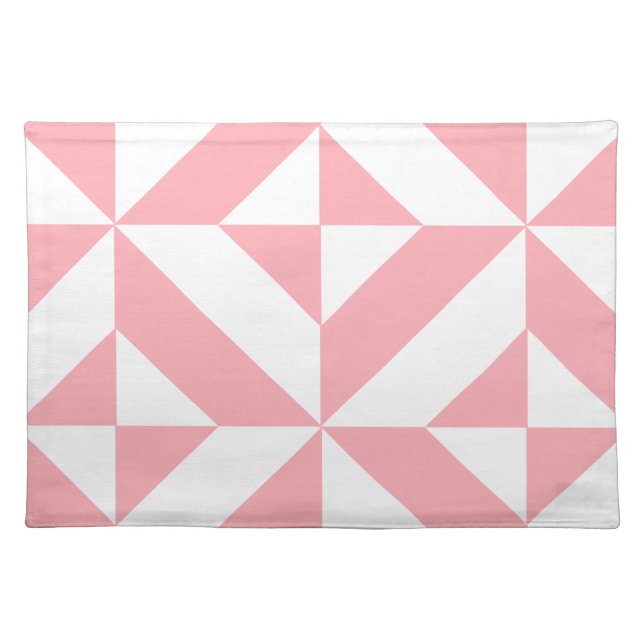 Pink Melon Geometric Deco Cube Pattern Placemat (Front)