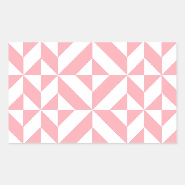Pink Melon Geometric Deco Cube Pattern Rectangular Sticker (Front)