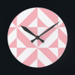 Pink Melon Geometric Deco Cube Pattern Round Clock<br><div class="desc">This abstract,  geometric cubed pattern will add vibrance and classic flair to any home or office decor. Always ready for you to personalize with your name and/or your loved one's name,  as well.</div>