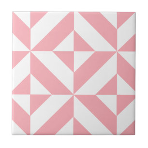 Pink Melon Geometric Deco Cube Pattern Tile