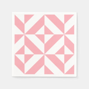 Pink Melon Geometric Deco Pattern Paper Napkins