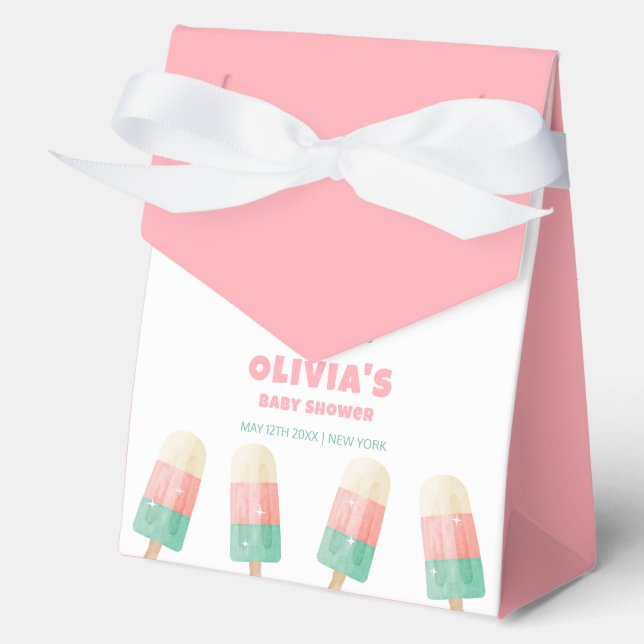 Pink Melt Ice Cream Ready To Pop Baby Shower  Favor Boxes (Front)