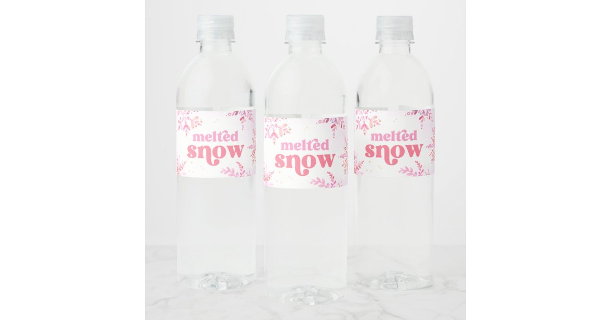 Pink Melted Snow Water Bottle Labels Zazzle