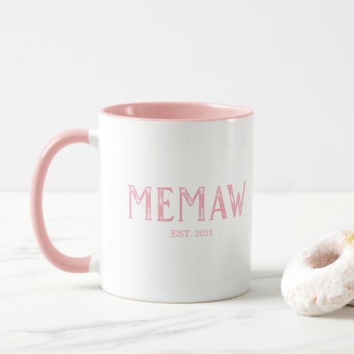 Pink Memaw Year Established Mug