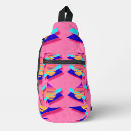 Pink Memphis Neon Triangle Artsy Retro Fun Sling Bag