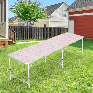 Pink Memphis Pattern Beer Pong Table