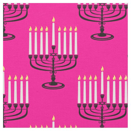 pink menorah hanukkah purim jewish print fabric