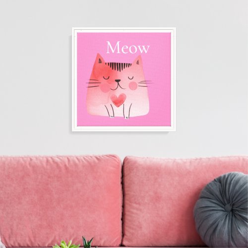 Pink Meow Cat  Canvas Print