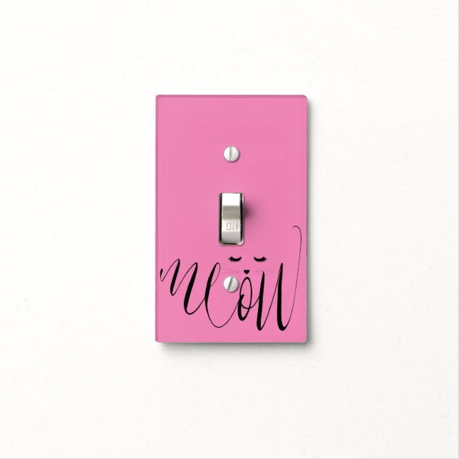 Pink Meow Cat Light Switch Cover (In Situ)