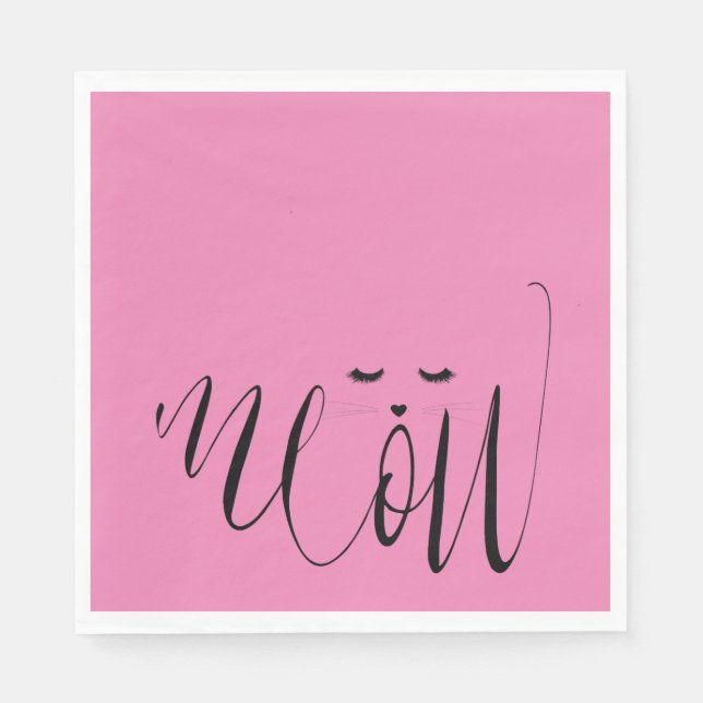 Pink Meow Cat Napkins (Front)