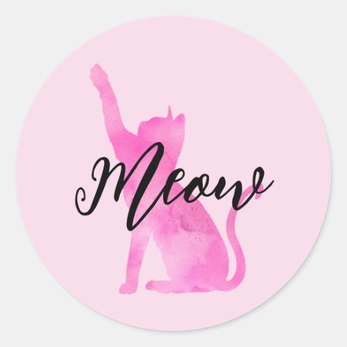 Pink Meow Kitty Cat  Classic Round Sticker