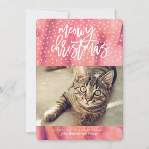 Pink "Meowy Christmas" Pet Holiday Greeting