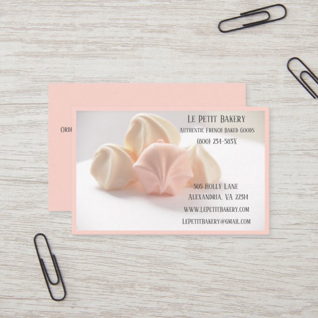 Pink Merengue Bakery Baker Pastry Bake Shop Chef  Business Card (Front/Back In Situ)