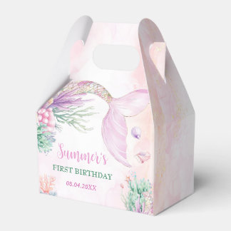 Pink Mermaid 1st Birthday Oneder the Sea Favor Boxes
