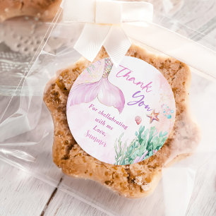 Pink Mermaid 1st Birthday Oneder the Sea Party Classic Round Sticker