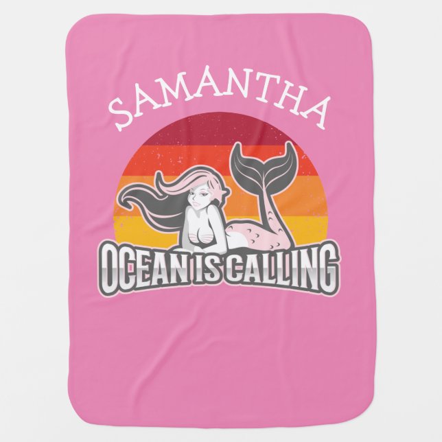   Pink Mermaid Baby Blanket (Front)
