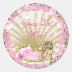 Pink Mermaid Baby Shower Stickers