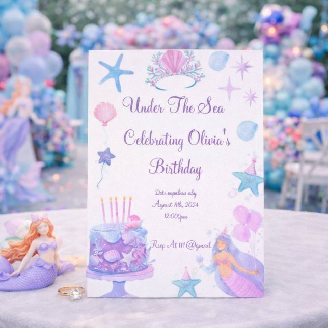 Pink mermaid birthday invitation (Creator Uploaded)