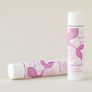 Pink Mermaid Birthday Party Favor Lip Balm