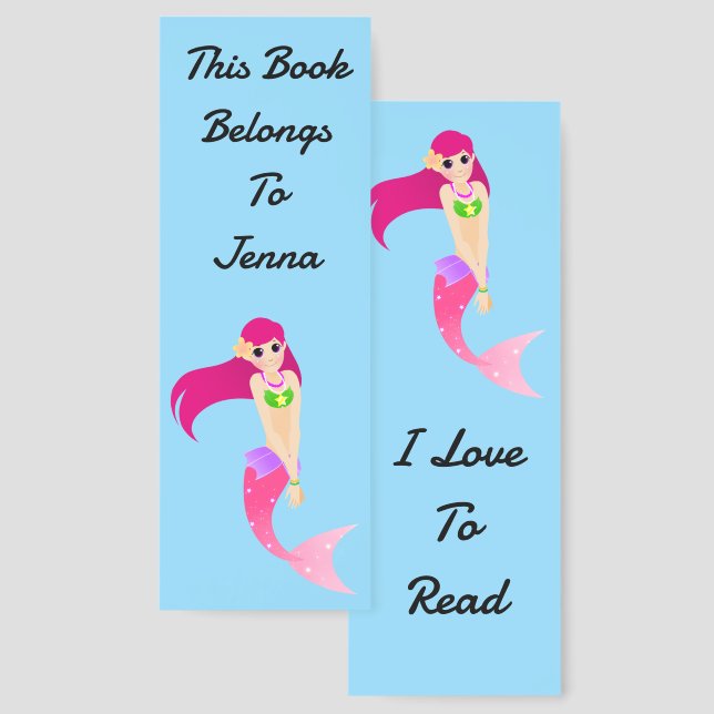 Pink Mermaid Bookmark (Front & Back)