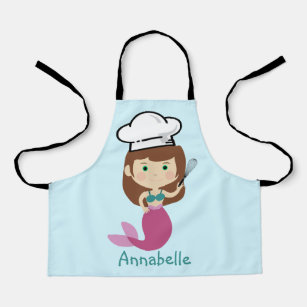 Pink Mermaid Chef Personalize Kids' Apron