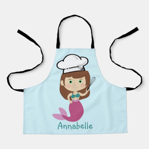 Pink Mermaid Chef Personalize Kids Apron